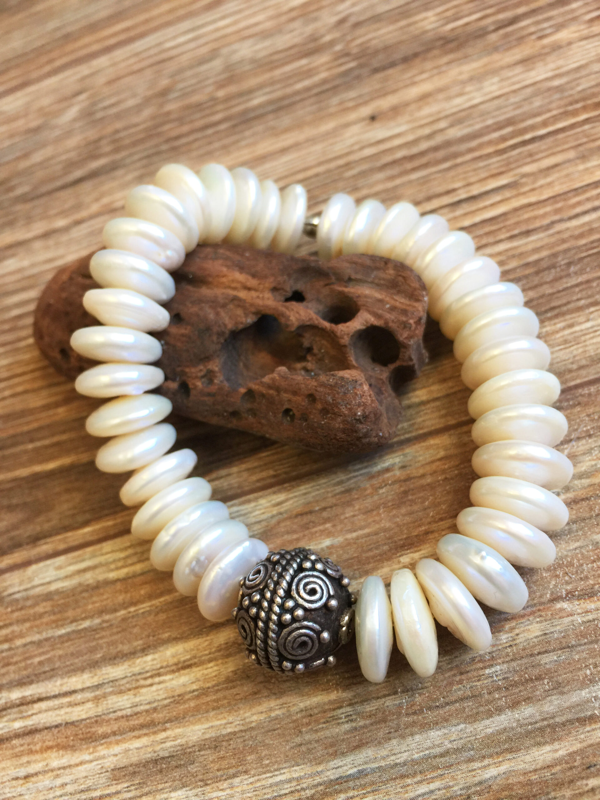 Coin Pearl Statement Stretch Bracelet - Image 3
