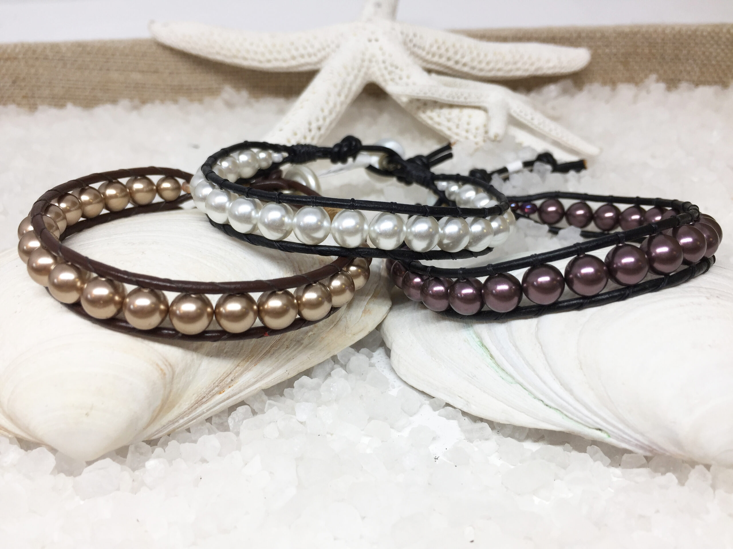 Swarovski Pearl Leather Wrap Bracelet - Image 6