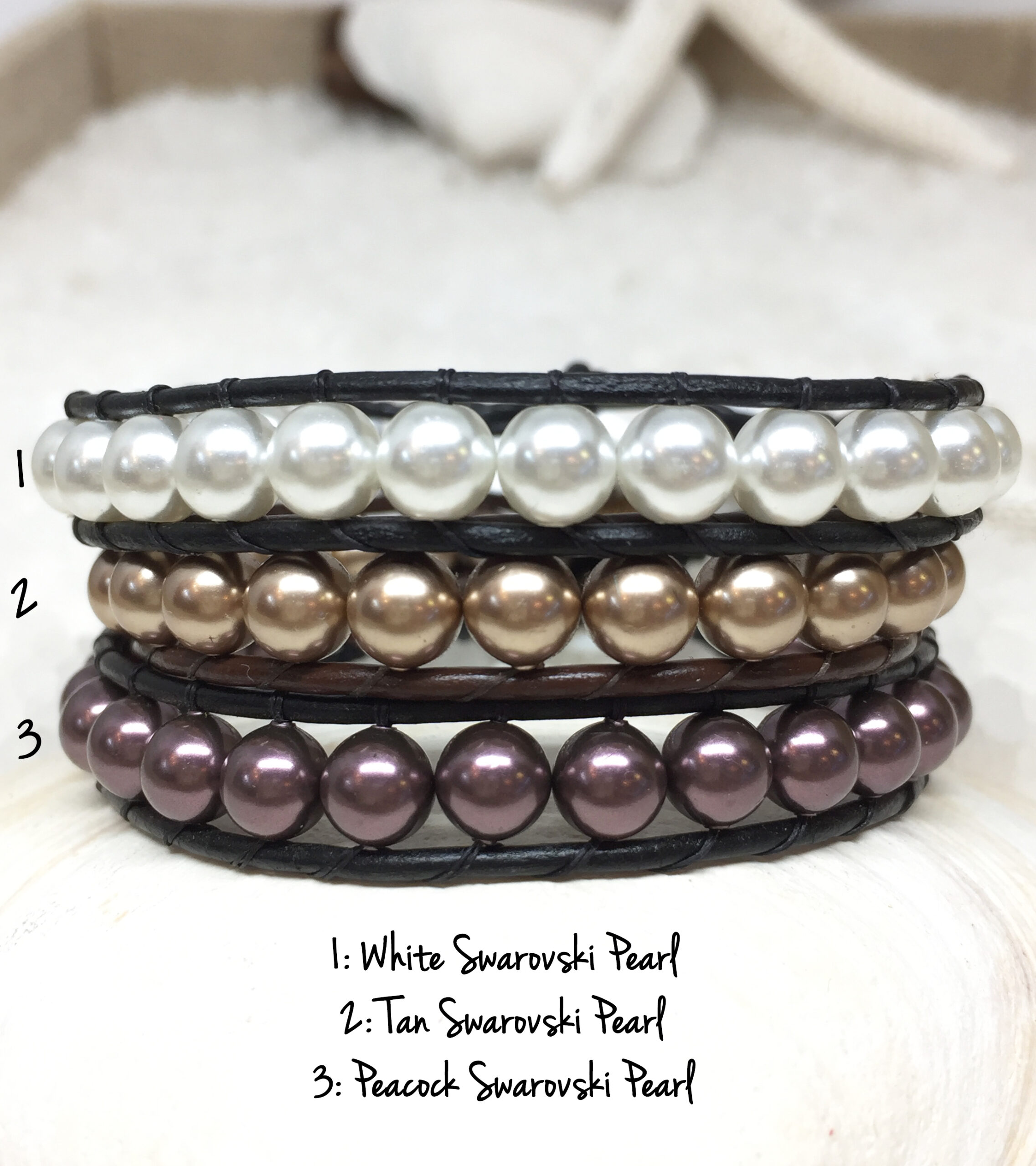 Swarovski Pearl Leather Wrap Bracelet - Image 2
