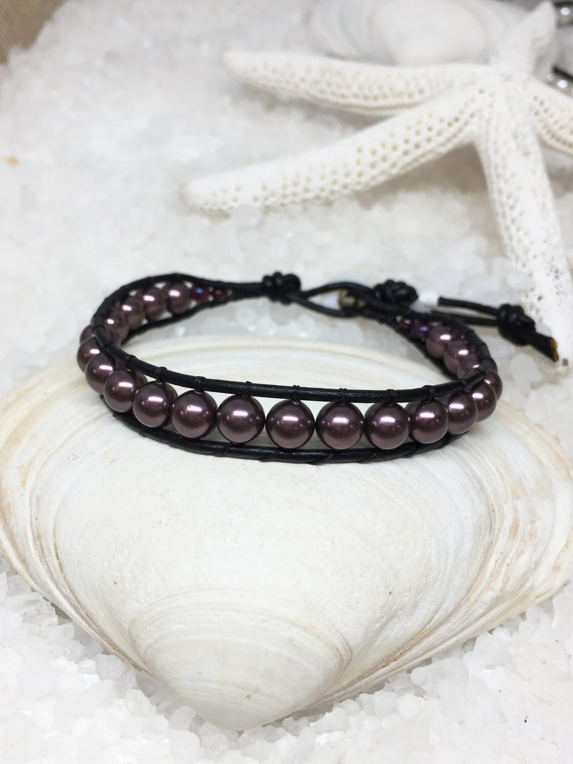 Swarovski Pearl Leather Wrap Bracelet - Image 5