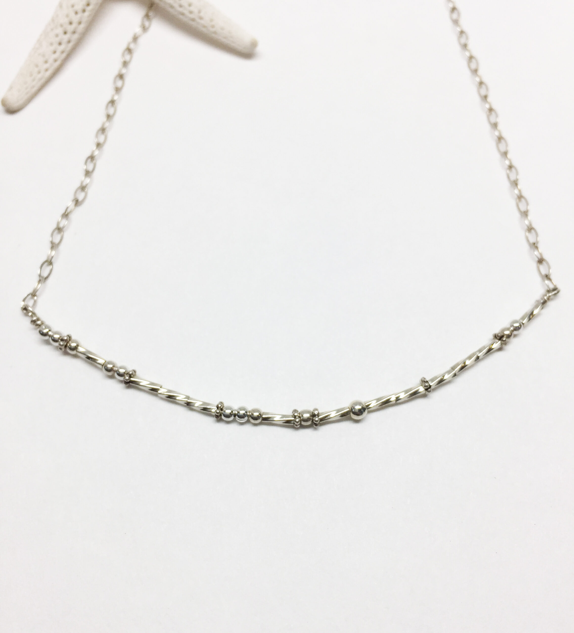 Morse Code I LOVE YOU Sterling Silver Beaded Necklace - Image 2