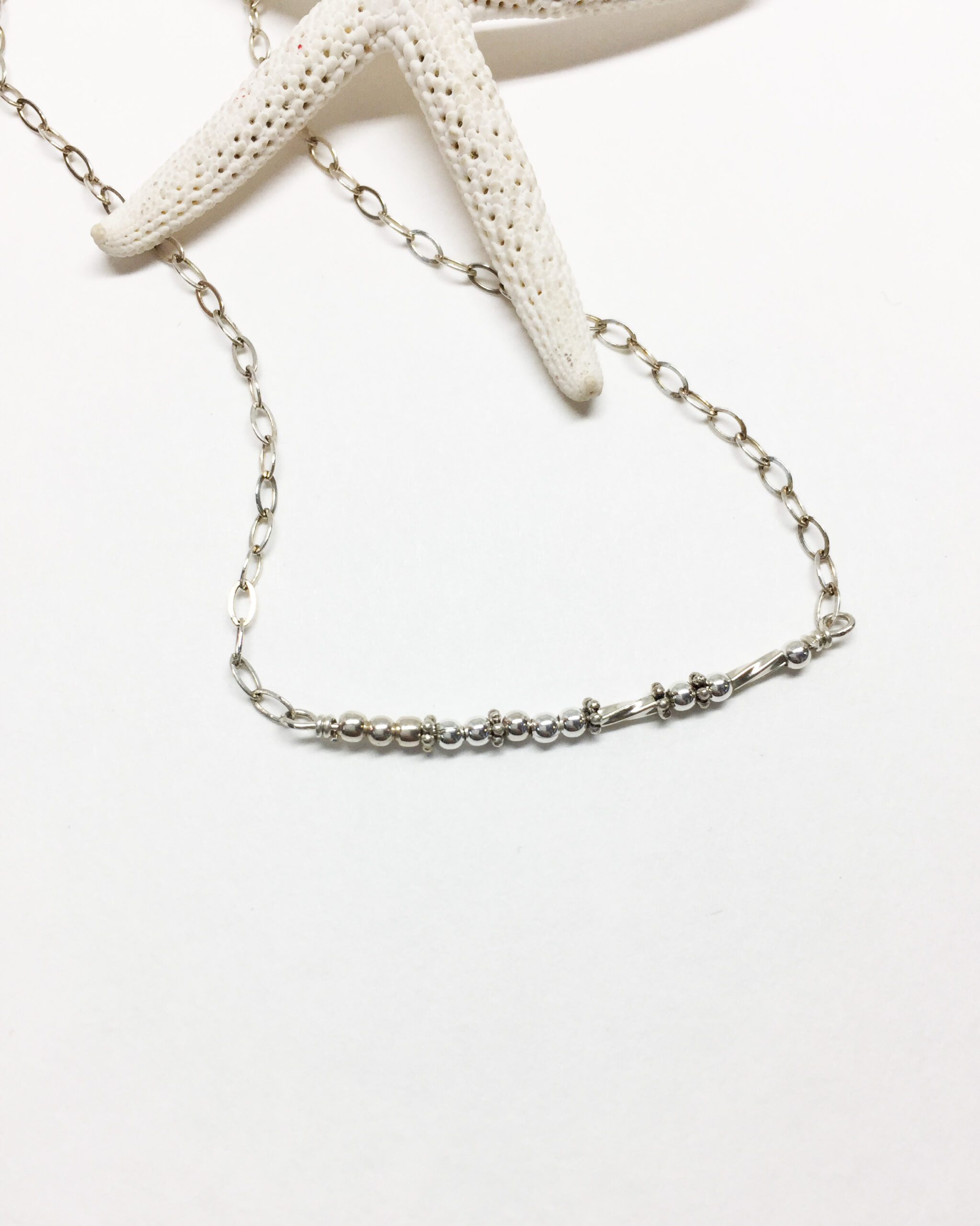 Morse Code Necklace - Sterling Silver Beaded Necklace MOTHER Necklace - Image 2