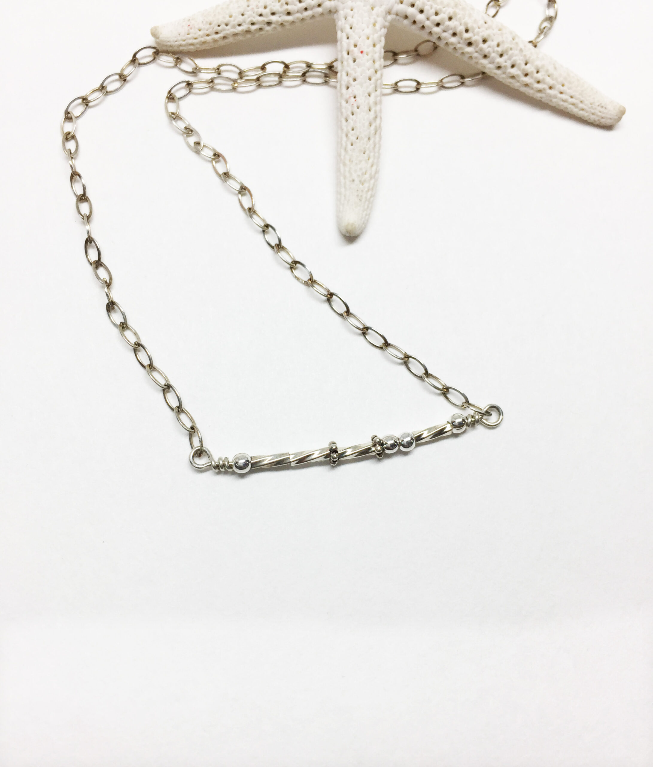 Morse Code WTF Sterling Silver Beaded Necklace - Image 2