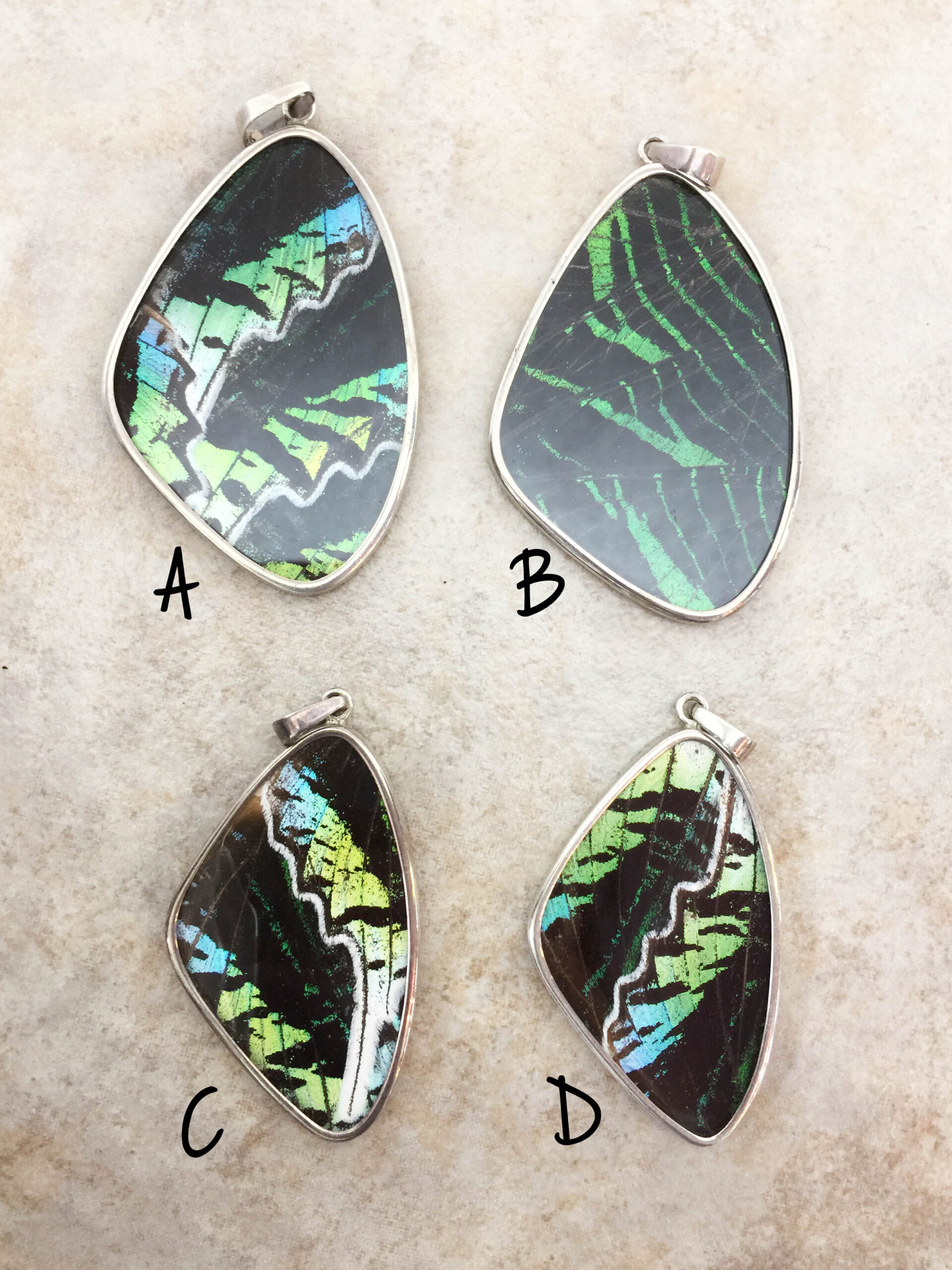 Butterfly Wing Necklace - Pantone Greenery Kale Lapis - Mother Earth Collection - Sterling Butterfly Necklace - Image 5