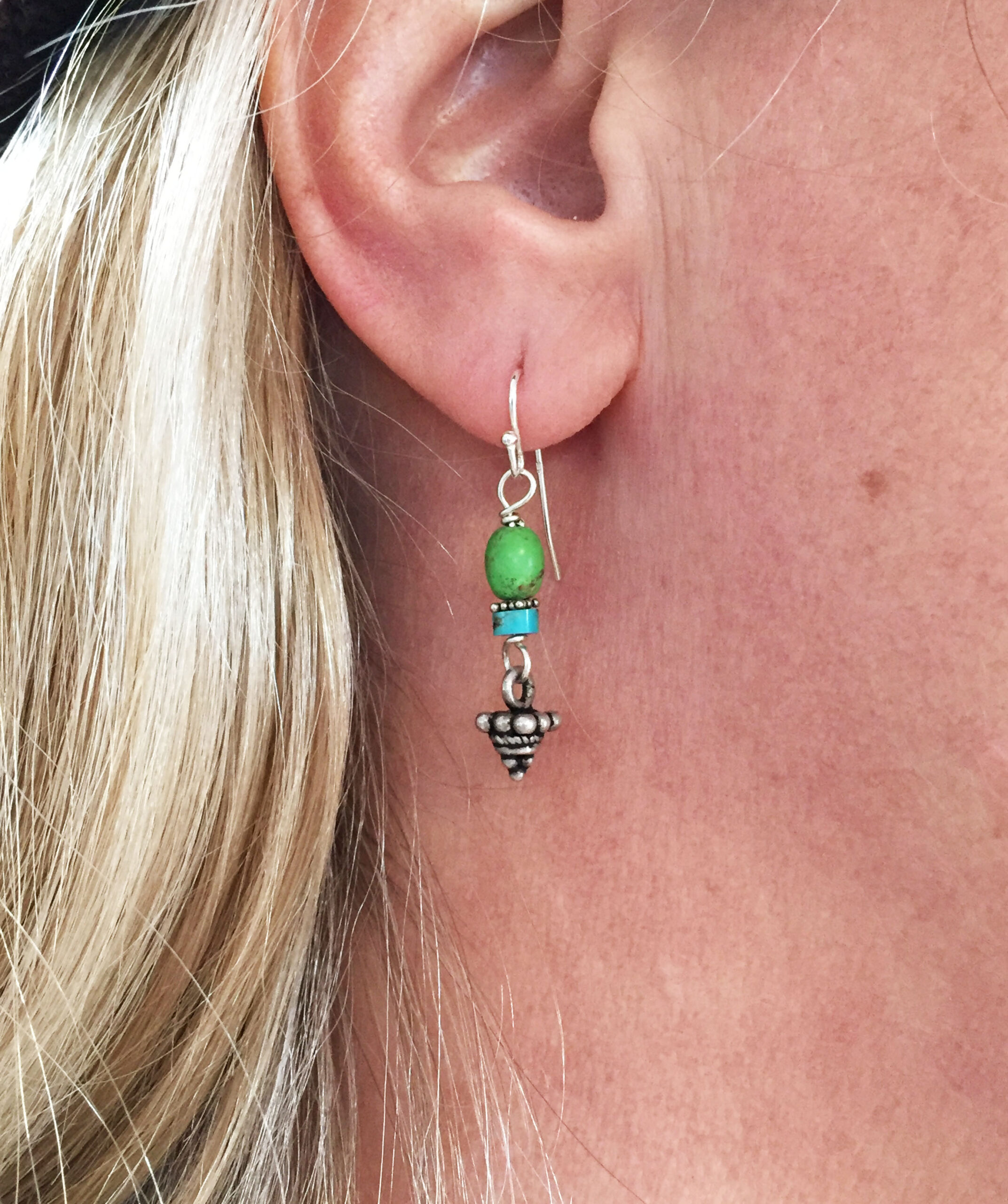 Green Earrings Turquoise Bali Sterling Silver Gaspeite - Pantone Greenery Island Paradise Earring - Mother Earth Collection - Image 4
