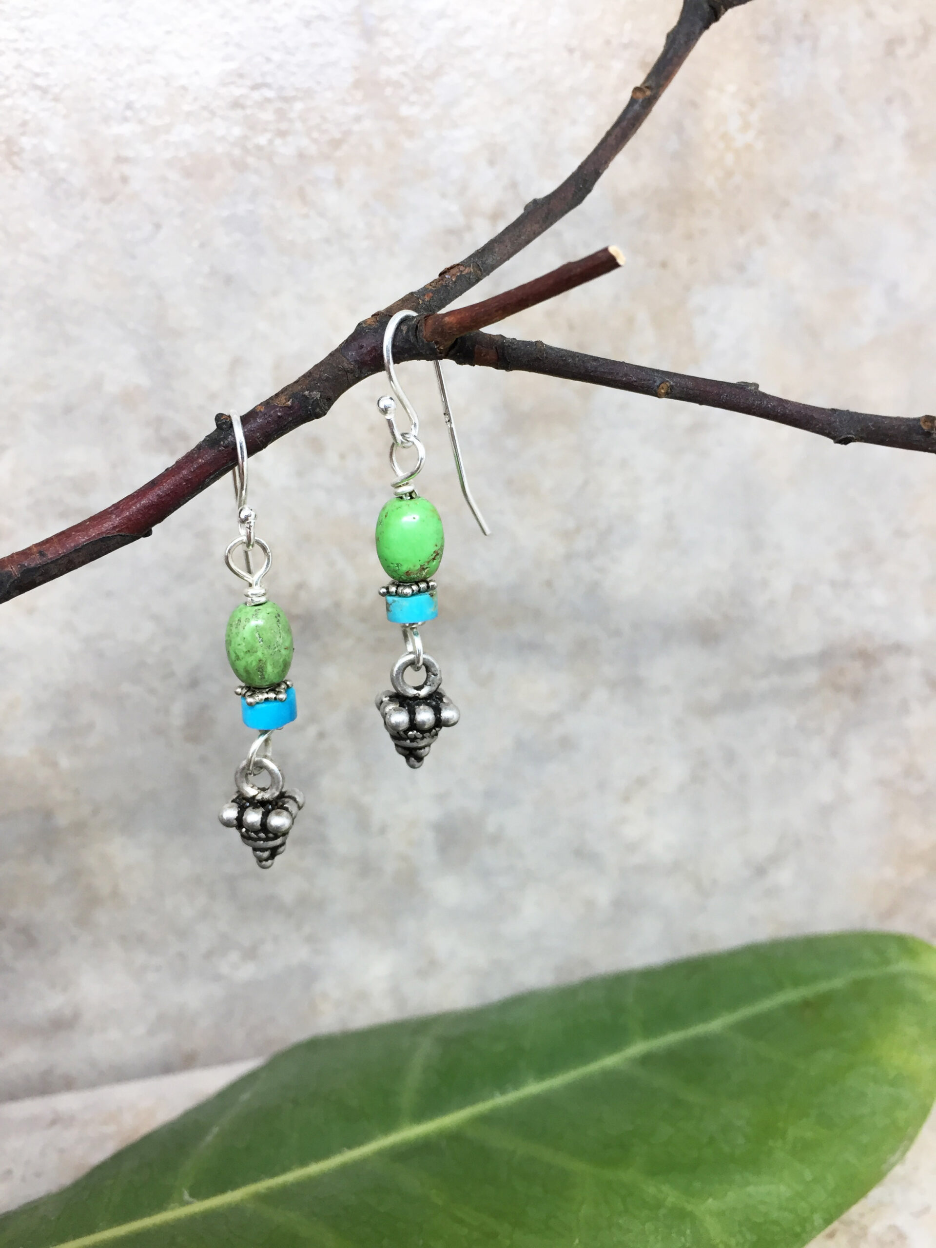 Green Earrings Turquoise Bali Sterling Silver Gaspeite - Pantone Greenery Island Paradise Earring - Mother Earth Collection - Image 3