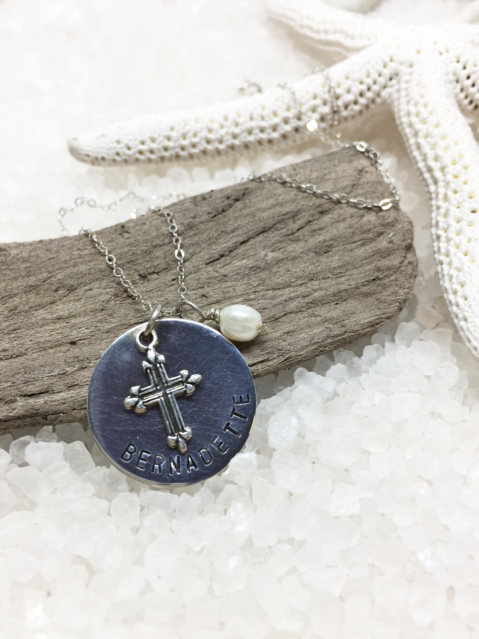 Confirmation and Communion Hand Stamped Necklace - Image 2
