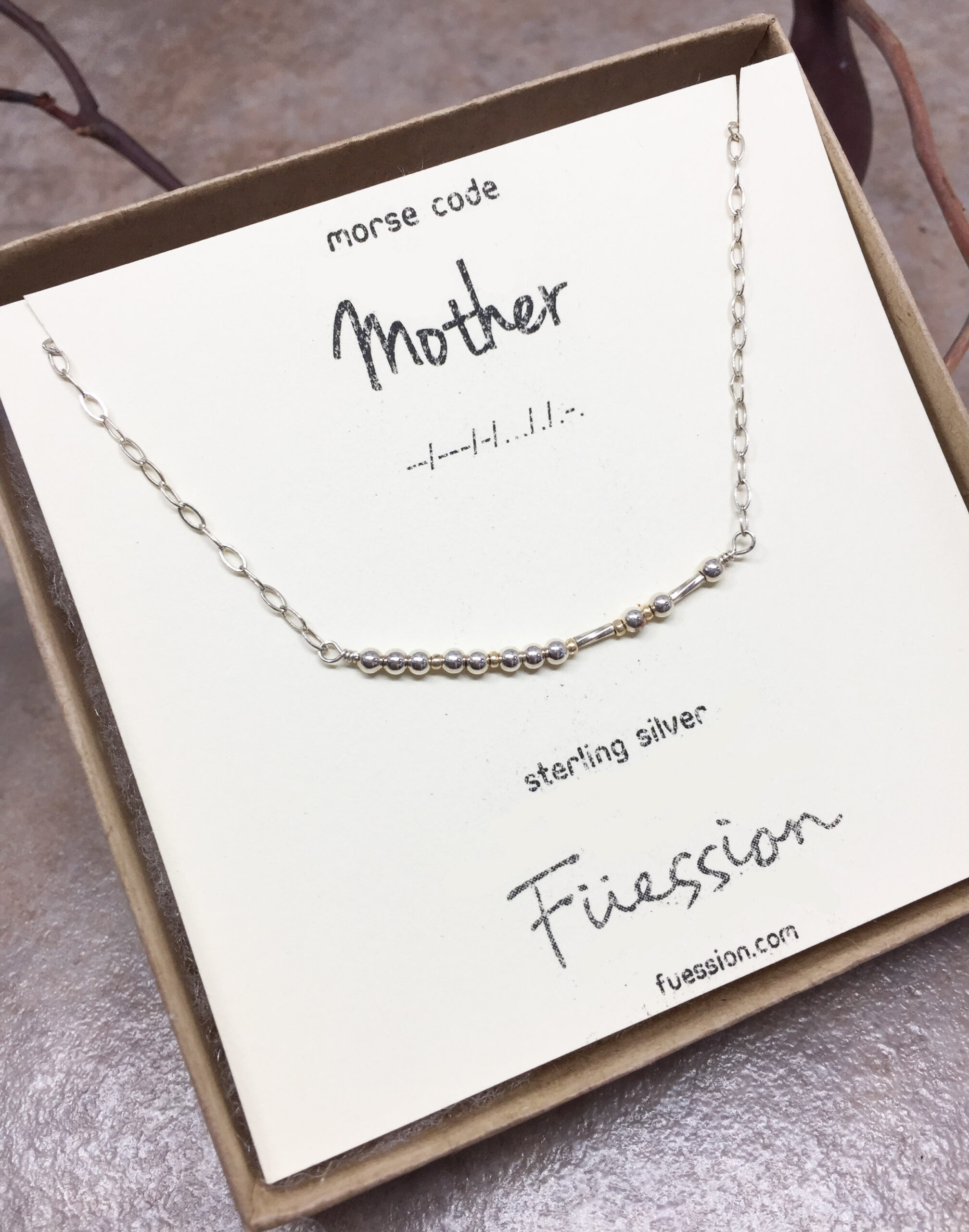 Morse Code Necklace - Sterling Silver Beaded Necklace MOTHER Necklace - Image 3