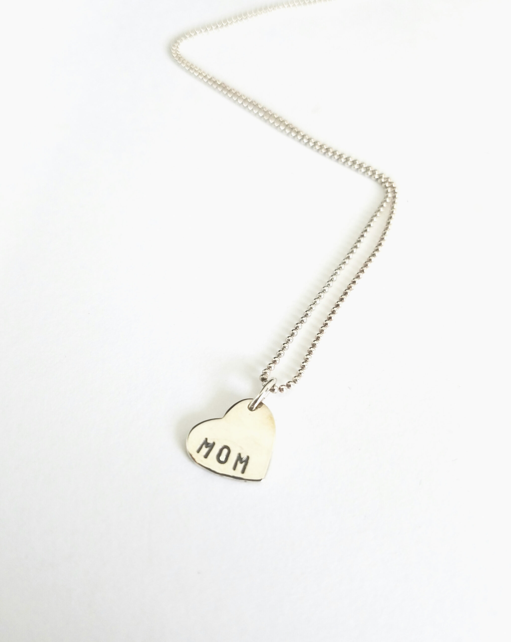 Heart Pendant Mother's Sterling Silver Hand Stamp Necklace - Image 3