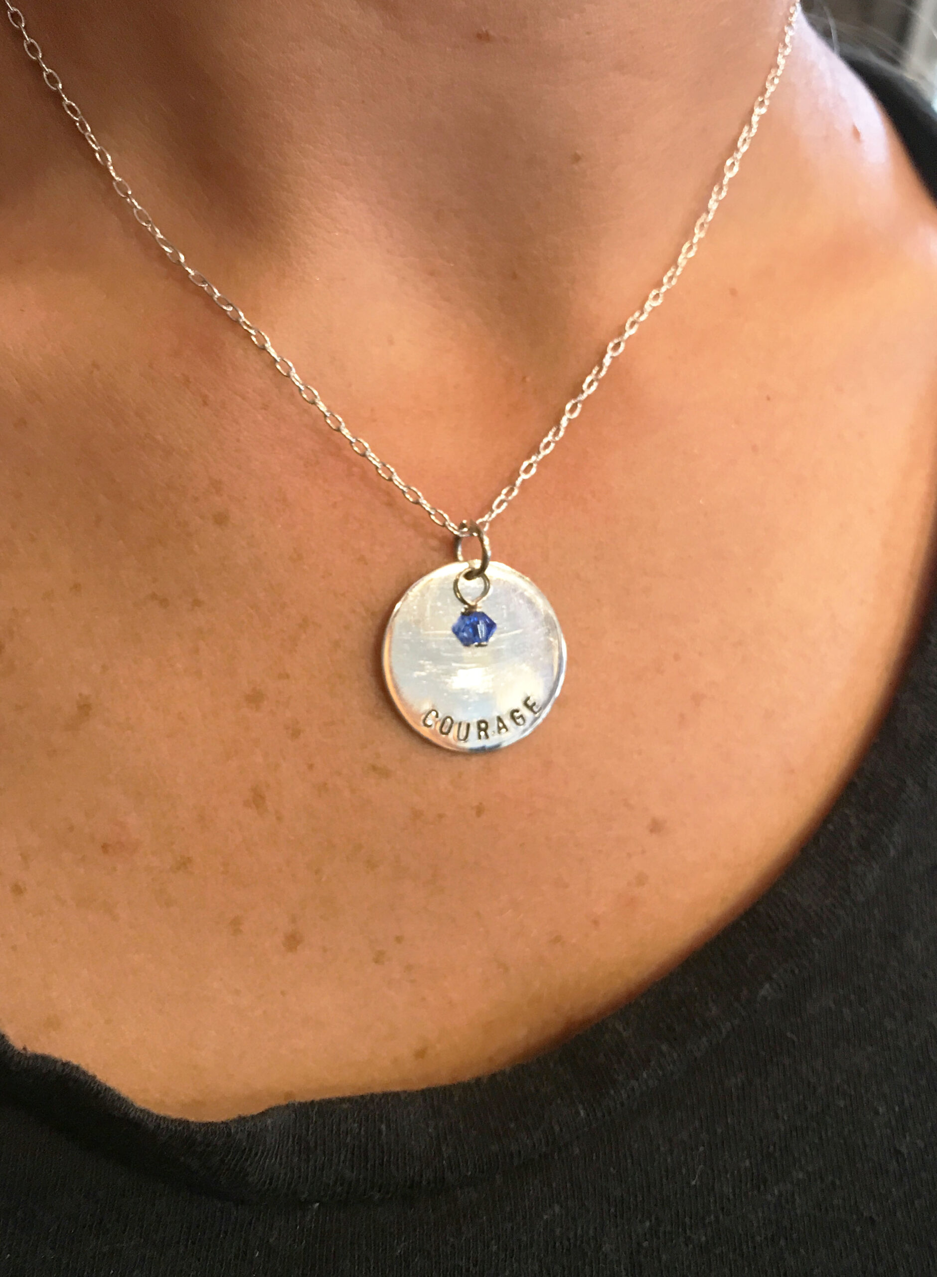 Large Disc Mother's Sterling Silver Hand Stamp Name Necklace - Image 5