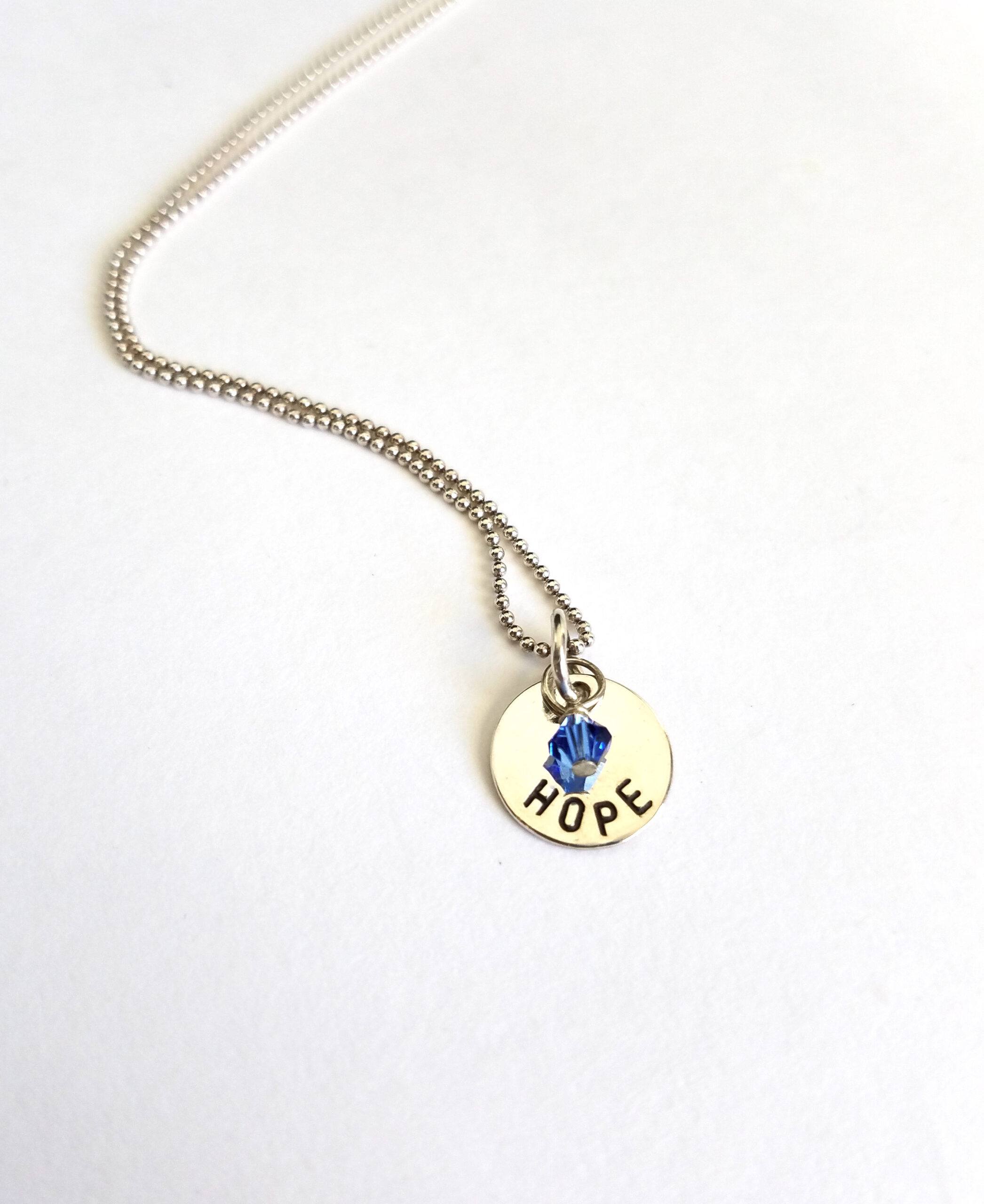 Small Single Disc Sterling Silver Hand Stamped Name Necklace - Image 5