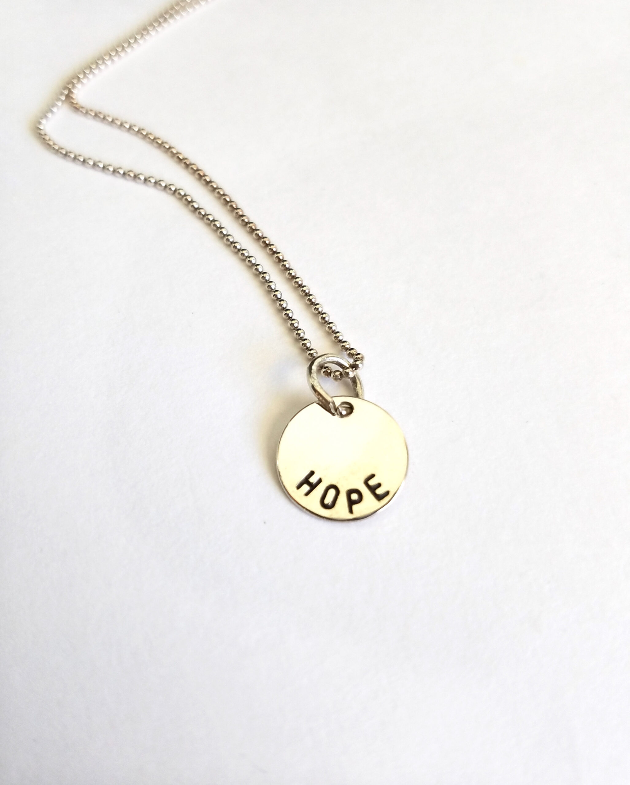 Small Single Disc Sterling Silver Hand Stamped Name Necklace - Image 3