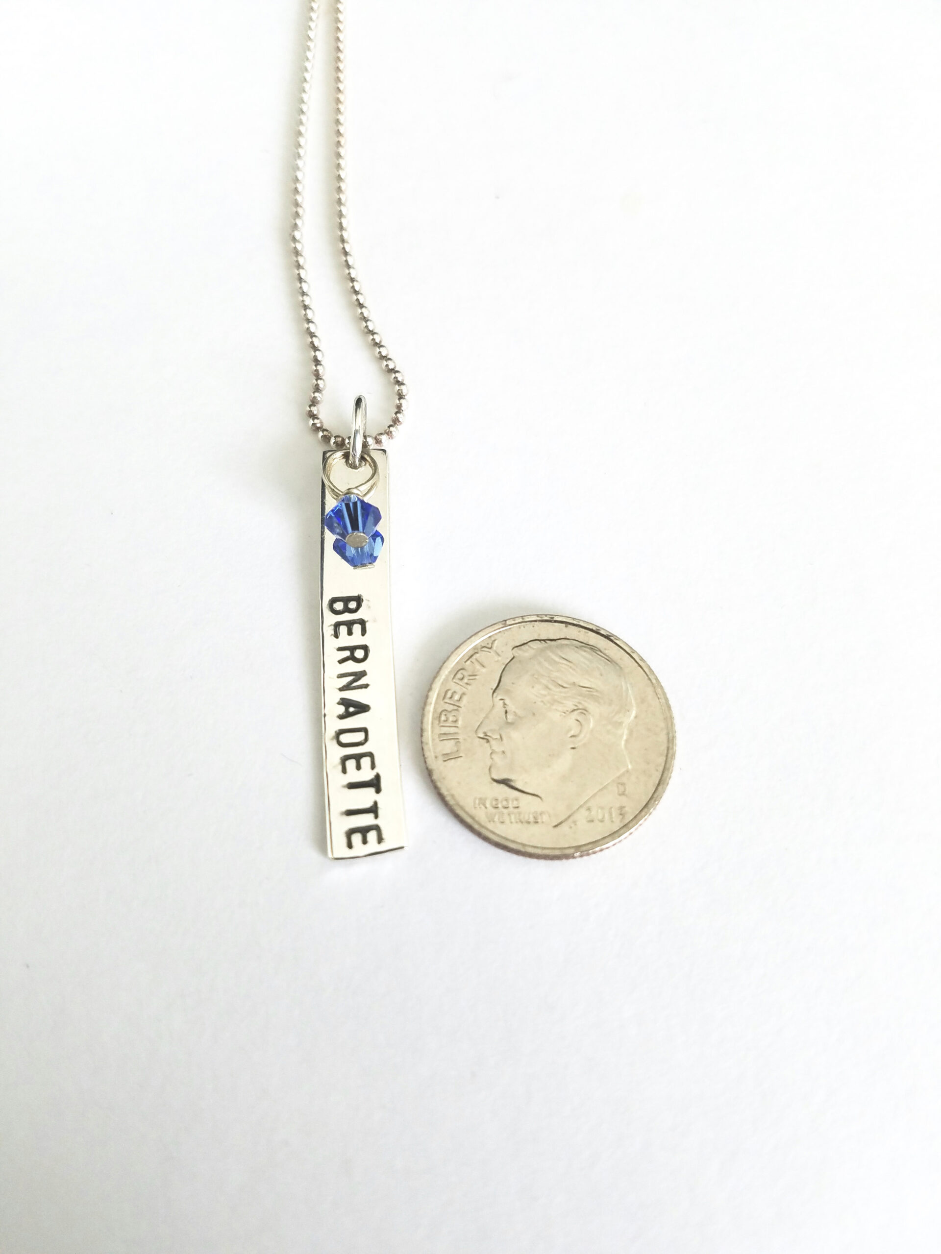 Vertical Bar Mother's Sterling Silver Hand Stamp Name Necklace - Image 6