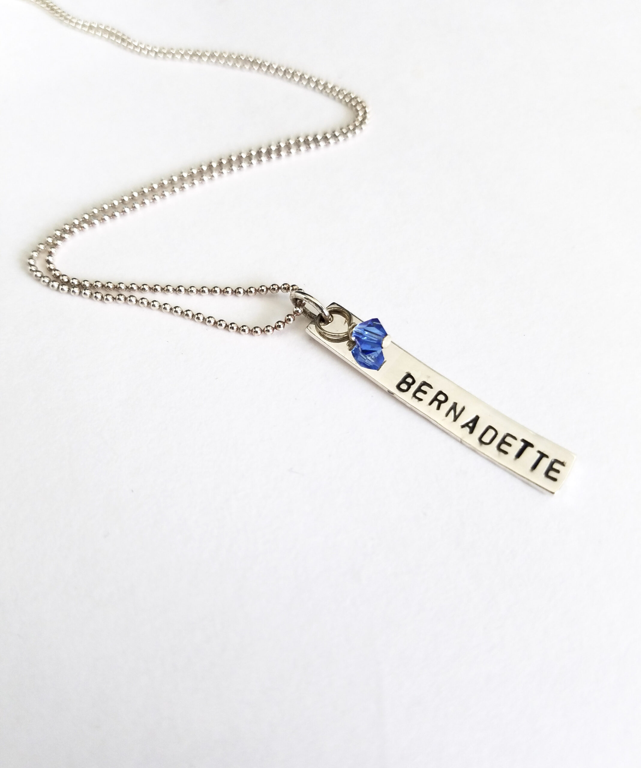 Vertical Bar Mother's Sterling Silver Hand Stamp Name Necklace - Image 2