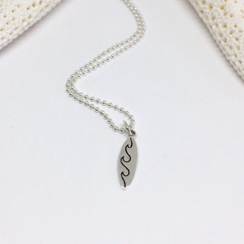 Surfboard Necklace Sterling Silver / Surf a Wave Pendant / Artisan ...