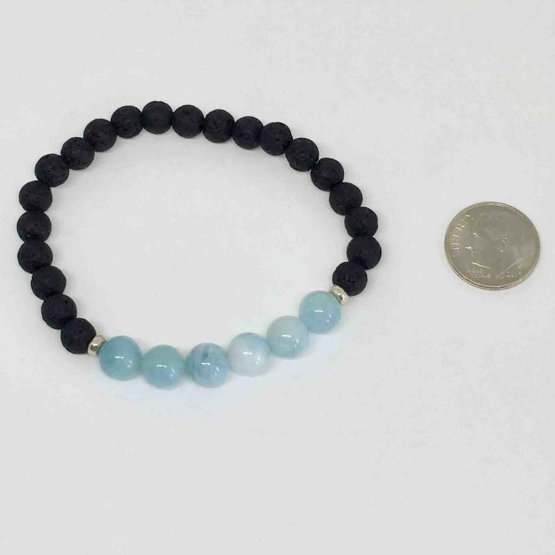 Aquamarine Gemstone & Lava Bead Bracelet for Women - Fuession Jewelry