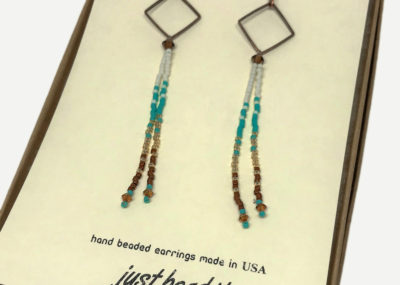 Aztec Sea Ombre Fringe Drop Earrings in gift box.