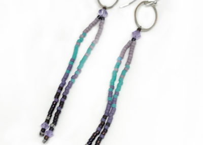B and E Fave Fringe Ombre Drop earrings on white background.