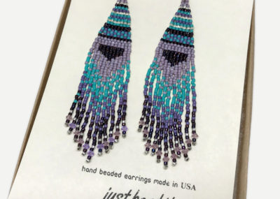 B and E Fave Fringe Ombre Woven earrings in gift box.