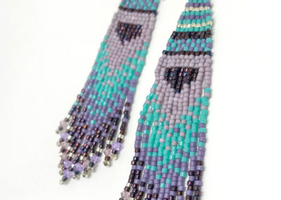 B and E Fave Fringe Ombre Woven earrings on white background.