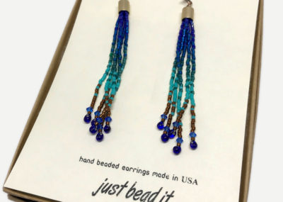 Beach Ombre Fringe Tassel earrings in gift box.