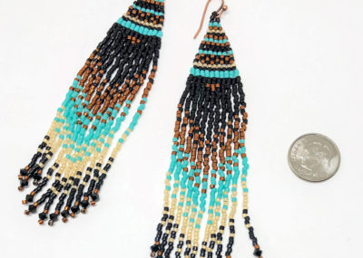 Regal Night Out Ombre Woven earrings sizing with dime.