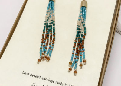 Wave of Blue Fringe Ombre Tassel earrings in gift box.