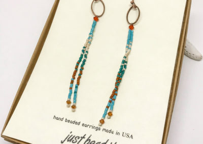 Wave of Blue Fringe Ombre Drop earrings in gift box.