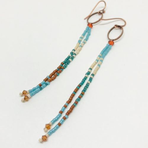 Bohemian Beaded Ombre Earrings 2 Drop, “Sienna Sky” Hand Crafted Seed ...