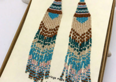 Wave of Blue Fringe Ombre Woven earrings in gift box.