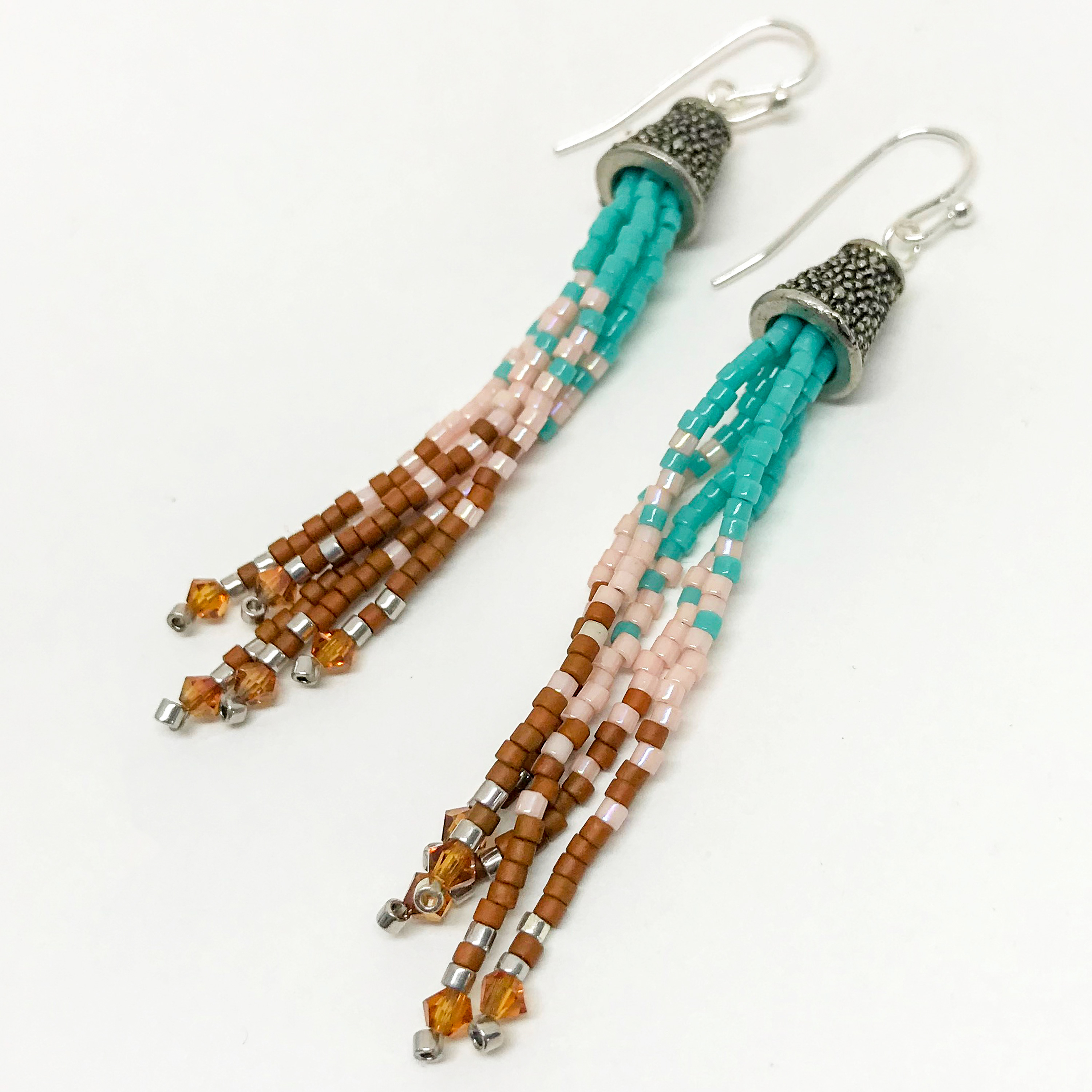 Long Bohemian Beaded Ombre Earrings, “Southwestern Fringe” Tassel Seed Bead  Fringe Earrings - Fuession Jewelry