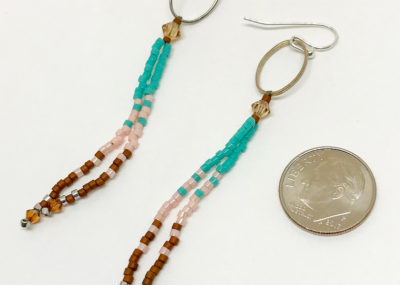 Southwestern Fringe Ombre Drop earrings sizing with dime.