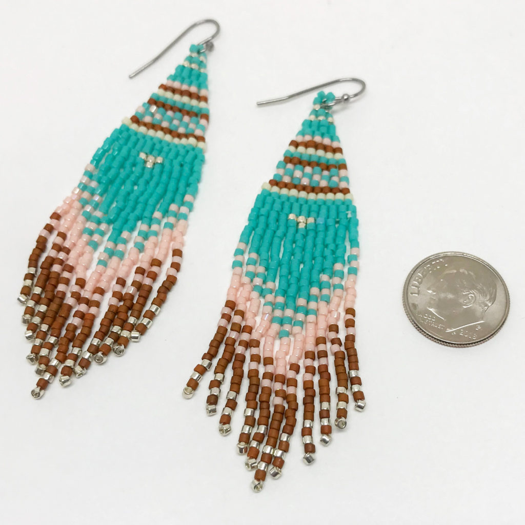 Bohemian Woven Beaded Ombre Earrings, “South Western Fringe” Hand ...