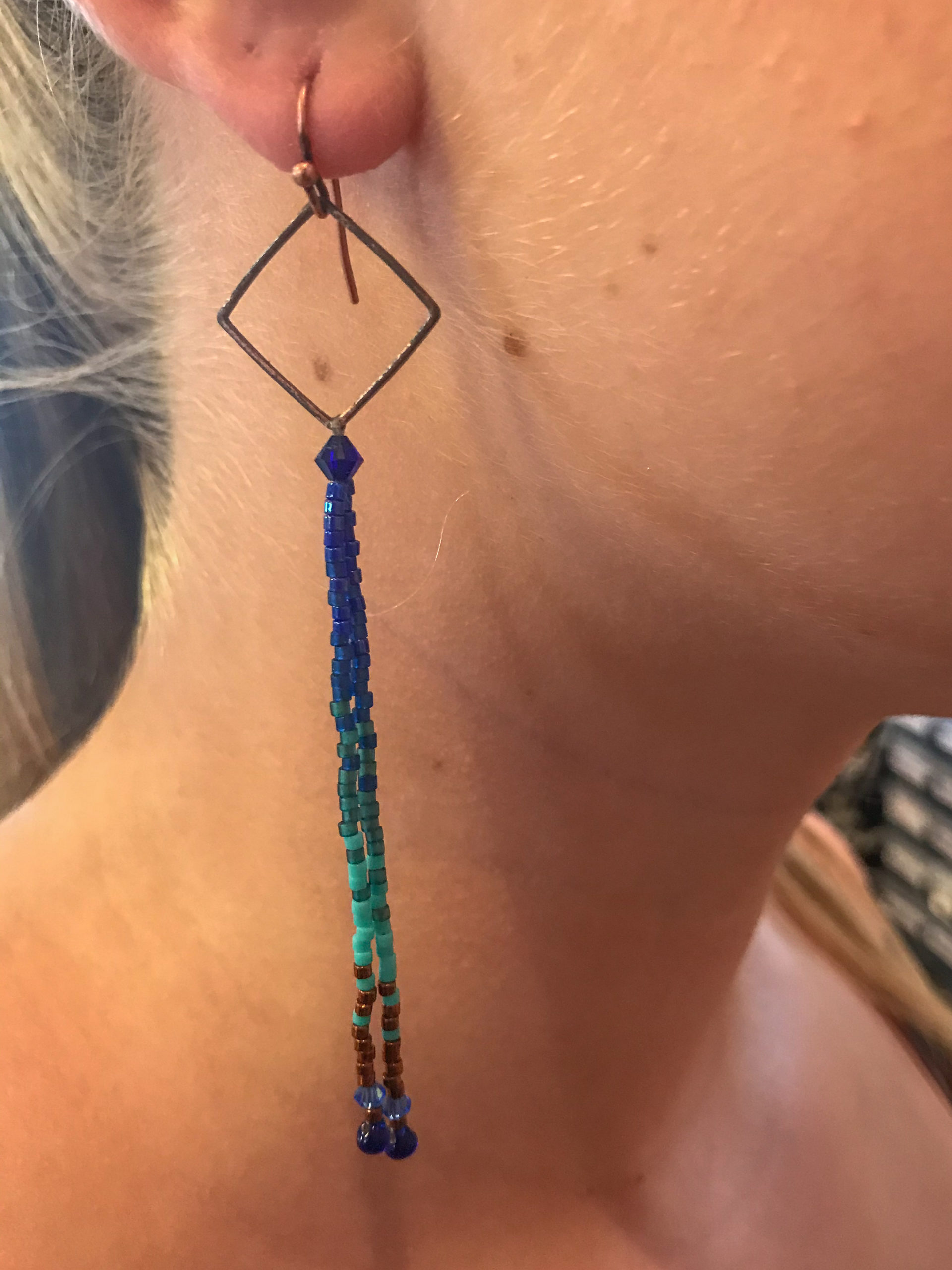 Long Bohemian Beaded Ombre Earrings, “Southwestern Fringe” Tassel Seed Bead  Fringe Earrings - Fuession Jewelry