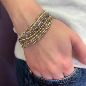 Delicate Bead Bracelet Stretch Beaded Delica Single Gold Fatigues 7 Piece Set and Gold Filled 3 Piece Set Model