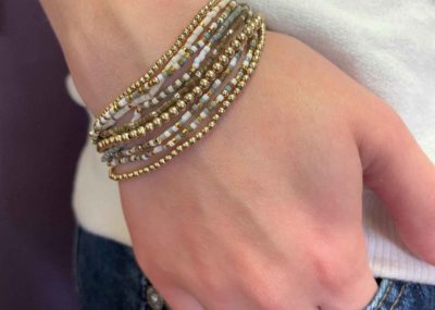 Delicate Bead Bracelet Stretch Beaded Delica Single Gold Fatigues 7 Piece Set and Gold Filled 3 Piece Set Model