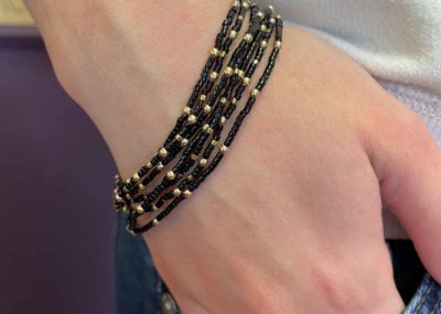 Delicate Beaded Bracelets Set of 7 Bracelet Delica Beads Jet Black Gold