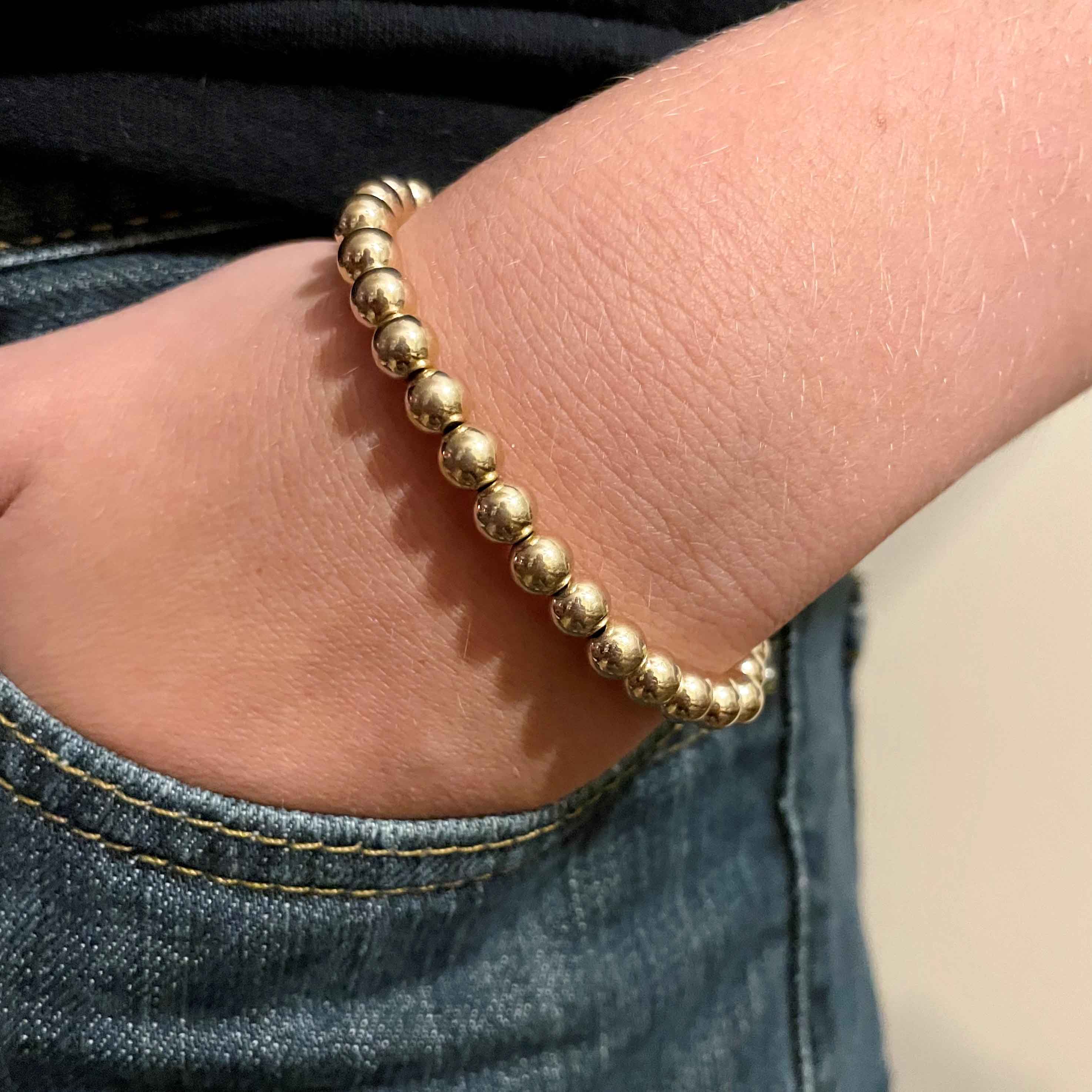 14K Gold Filled Beaded Stretch Bracelet 6 mm