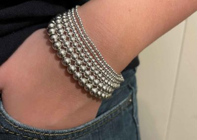 Sterling Silver Beaded Bracelet set of 6, Sterling Silver Bead Bracelets, Our Annie Set of Stacking Women's Bracelets Jewelry, Made in USA