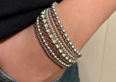 Sterling Silver Beaded Bracelet set of 6, Sterling Silver Bead Bracelets, Our Annie Set of Stacking Women's Bracelets Jewelry, Made in USA