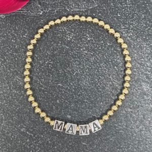 Gold Filled 14k 4mm Bracelet with Regular Size Sterling Silver Personalized Name