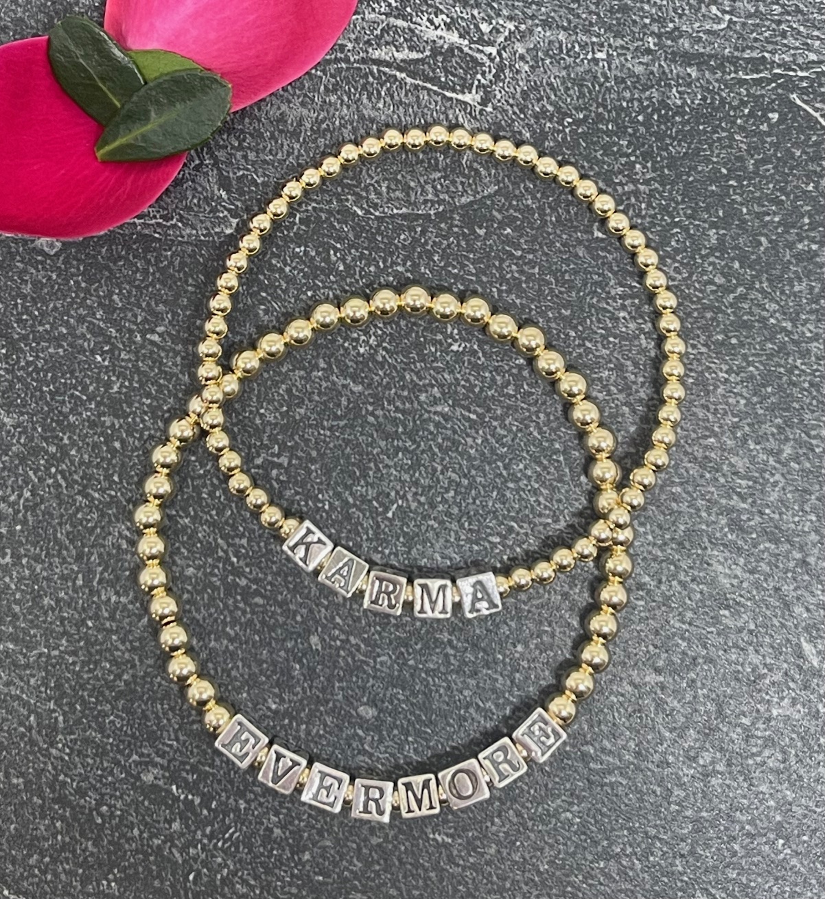 14K GOLD FILLED LETTER BEAD BRACELET - 4MM