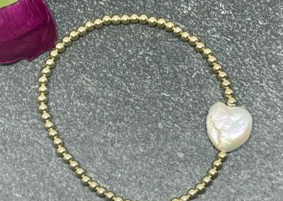 Heart Pearl Bracelet with 14 K Gold Filled Beads